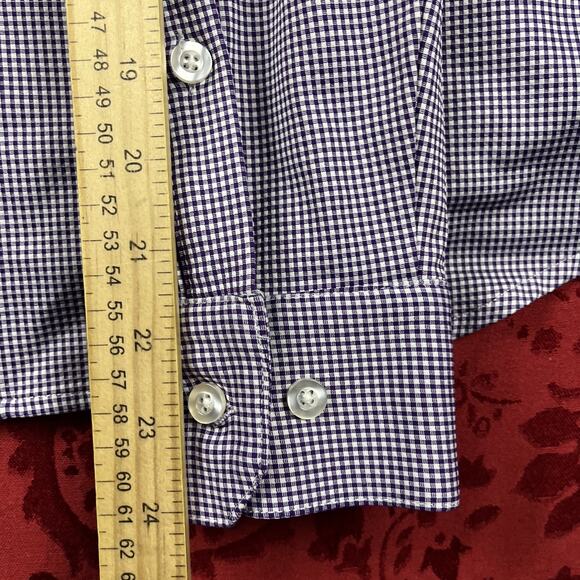 Mizzen Main Performance Shirt Mens M Blue Check Trim Fit Maylard Button Lng Slv - Picture 6 of 8